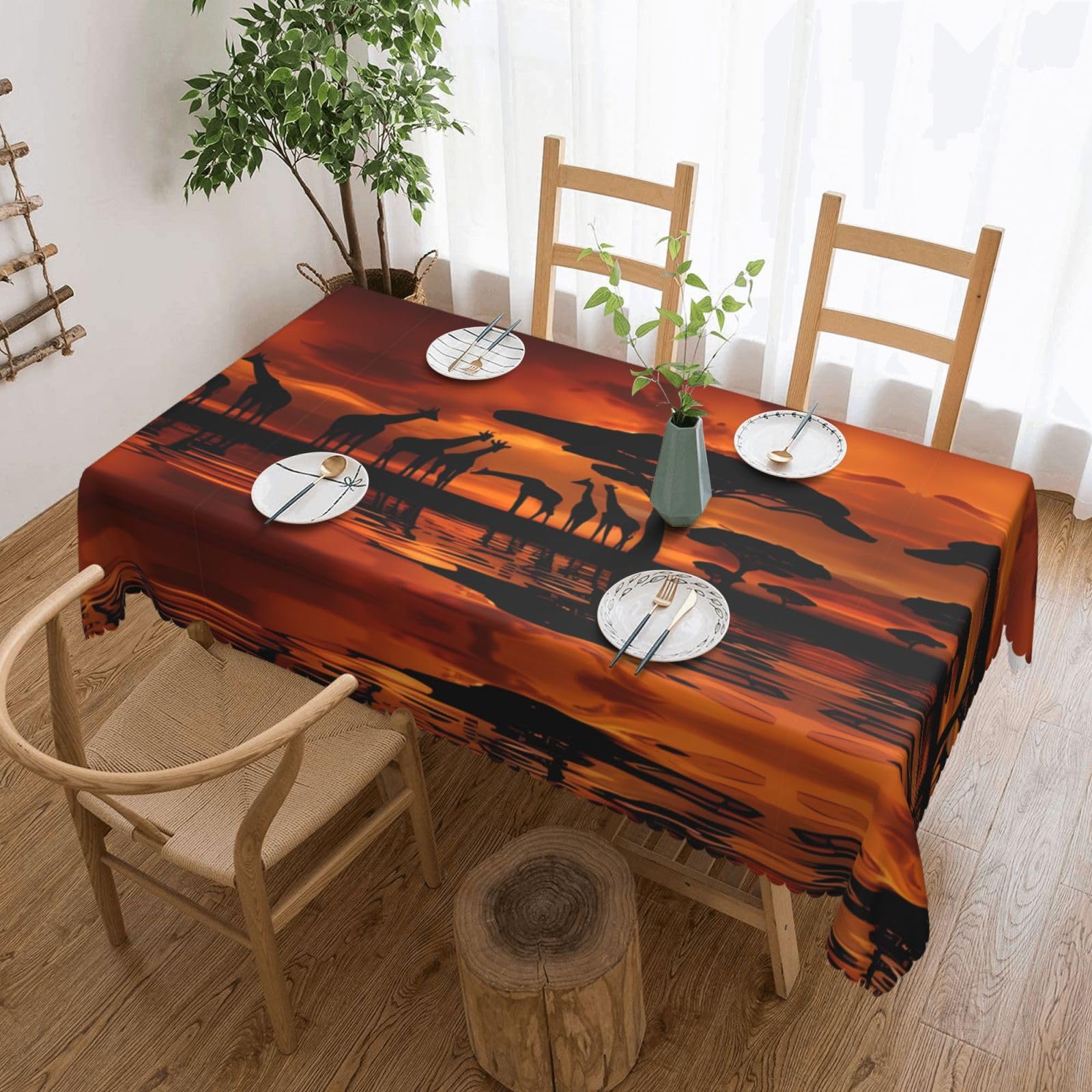MROWYC Africa Giraffe Majestic Tree Printed tablecloths are suitable for hotels, picnics, and parties, and can effectively protect the tabletop