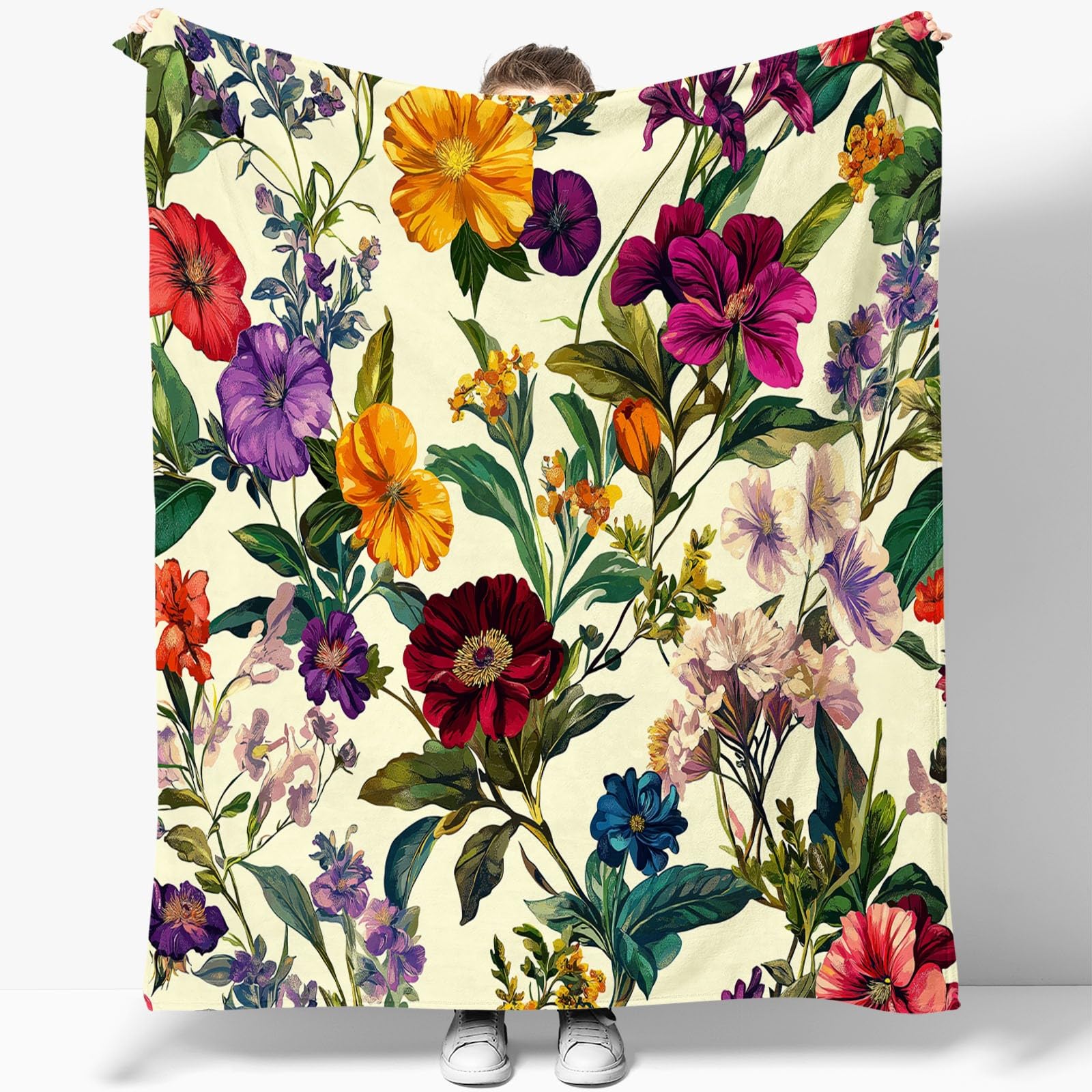 Générique Couverture Plaid 180 x 200 cm Fleurs Plantes - Polaire 3D Imprimée Douce et Chaude - Jeté de Canapé Flanelle pour Lit, Bébé, Bureau, Sieste