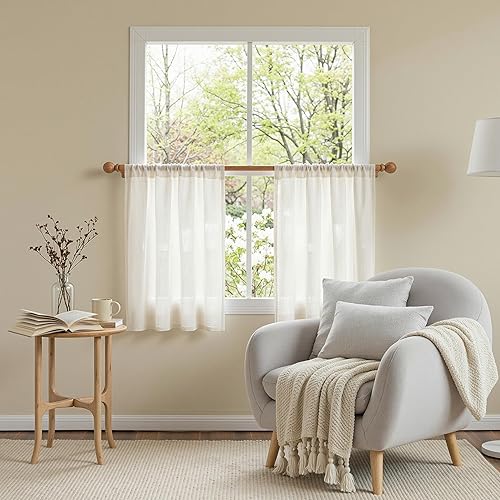 Miniatura 54 de MYSKY HOME Cortinas traslúcidas de 63 pulgadas de largo para dormitorio, paneles de cortina para ventana que filtran la luz, protegen la privacidad