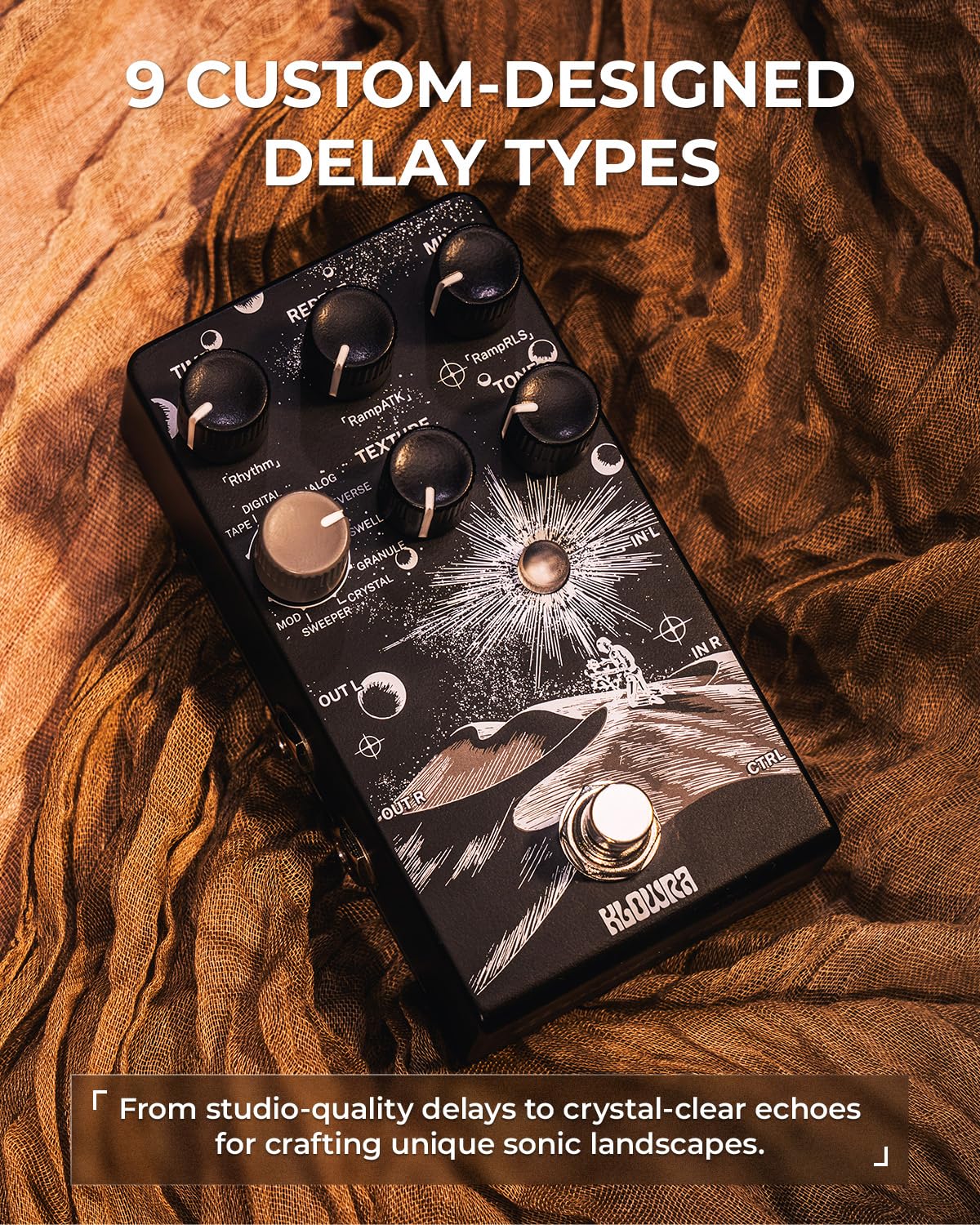 Everlast Delay Pedal für E-Gitarre – Verbesserte 2025-Version Digitales Gitarren-Effektpedal mit 9 Stereo-Delay-Typen, Tap Tempo, True Bypass, Analog Dry-Through, Expression-Pedal-Unterstützung