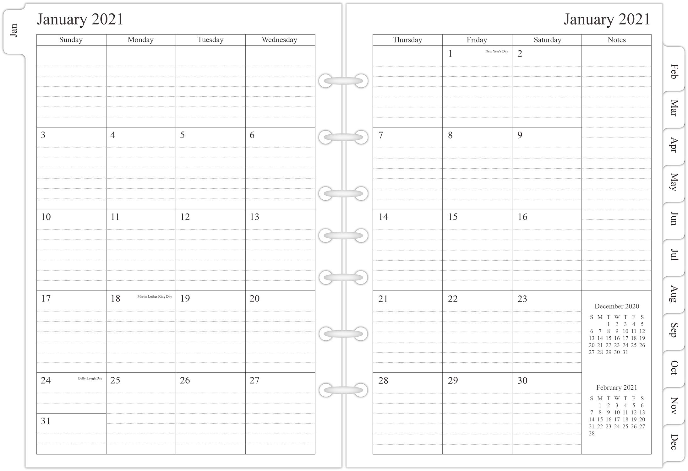newestor2024 Monthly Planner Refill 5-1/2" x 8-1/2", Runs from January 2024 to December 2024, Two Pages Per Month, Desk Size 4, 7-Hole Punched