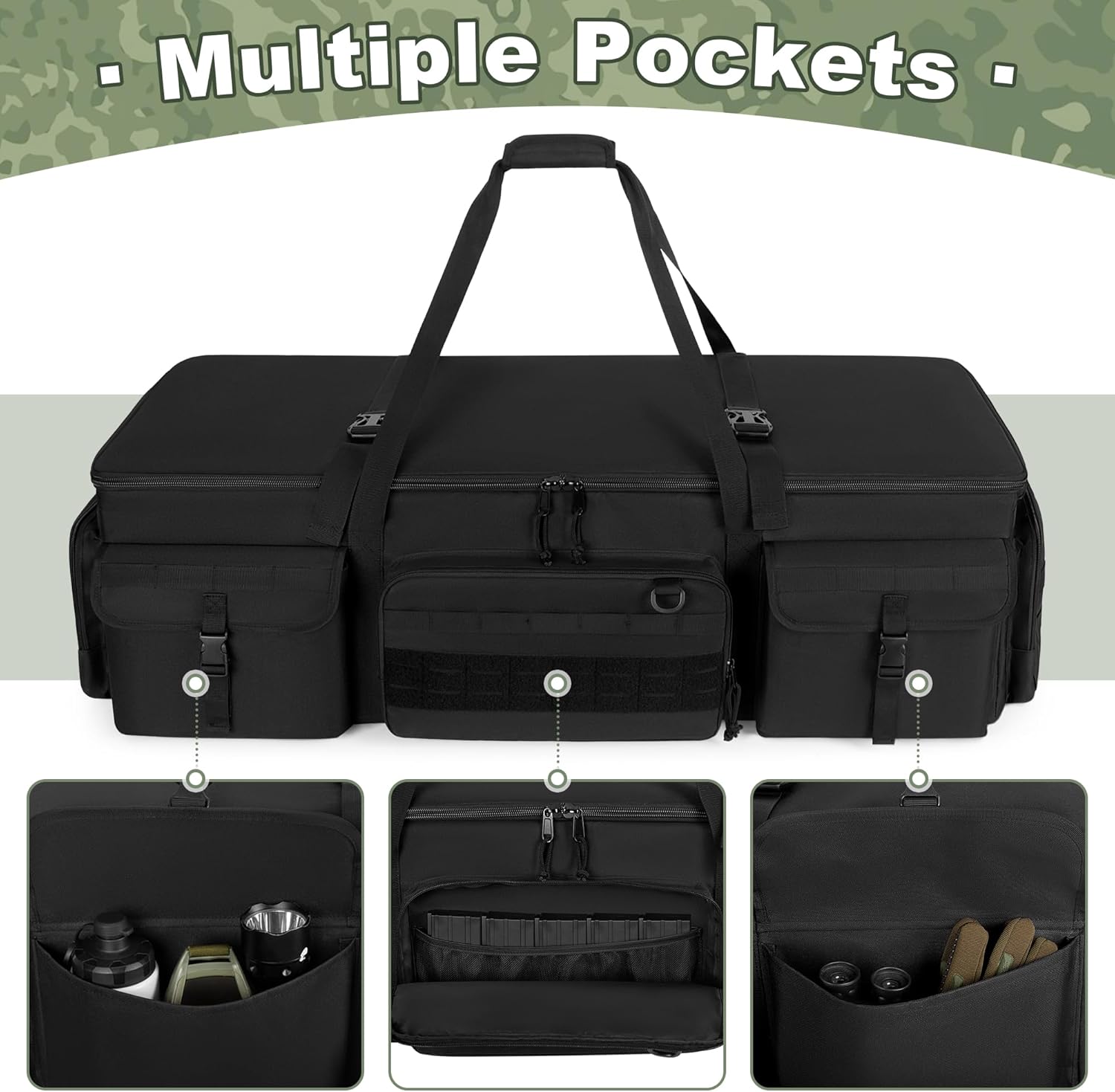 42” Rifle Case for 4 Guns, Soft Multi Gun Case with Padded Dividers for Organization, Tactical Rifle Bag with Extra Pockets and Padded Handle for Rifle Accessory and Easy Shipping