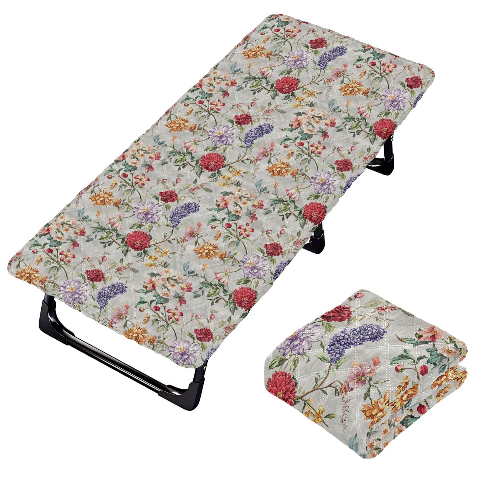 Red Purple Florals Gray Kids Travel Bed Sheet Waterproof Cot Sheet for Floor Bed Toddler for Children Cots Sleeping 50' x 25' (Bed Not Included)