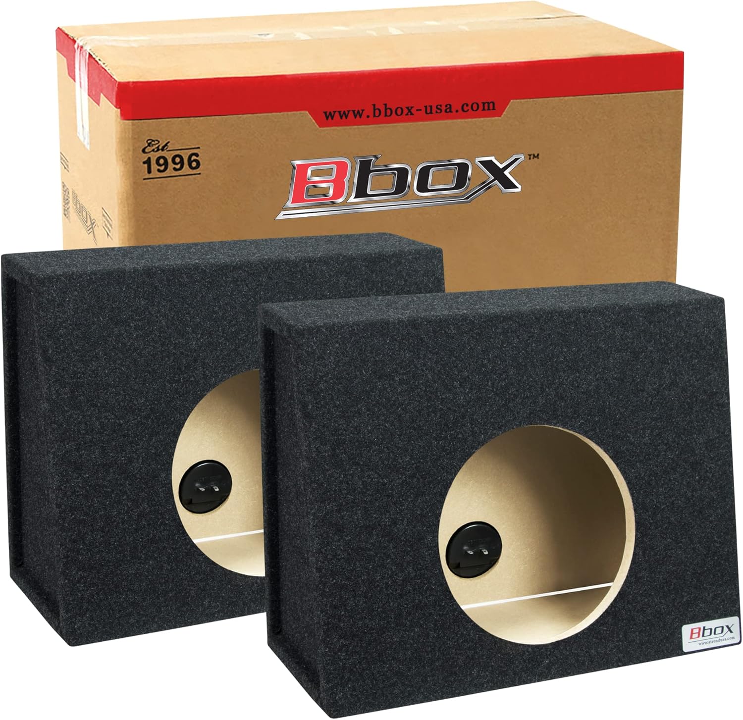 Bbox Single Sealed E10ST 10 Inch Pair Wedge Shaped Subwoofer Enclosure - Car Subwoofer Boxes & Enclosures - Premium Subwoofer Box Improves Audio Quality, Sound & Bass - Red & Black Spring Terminals