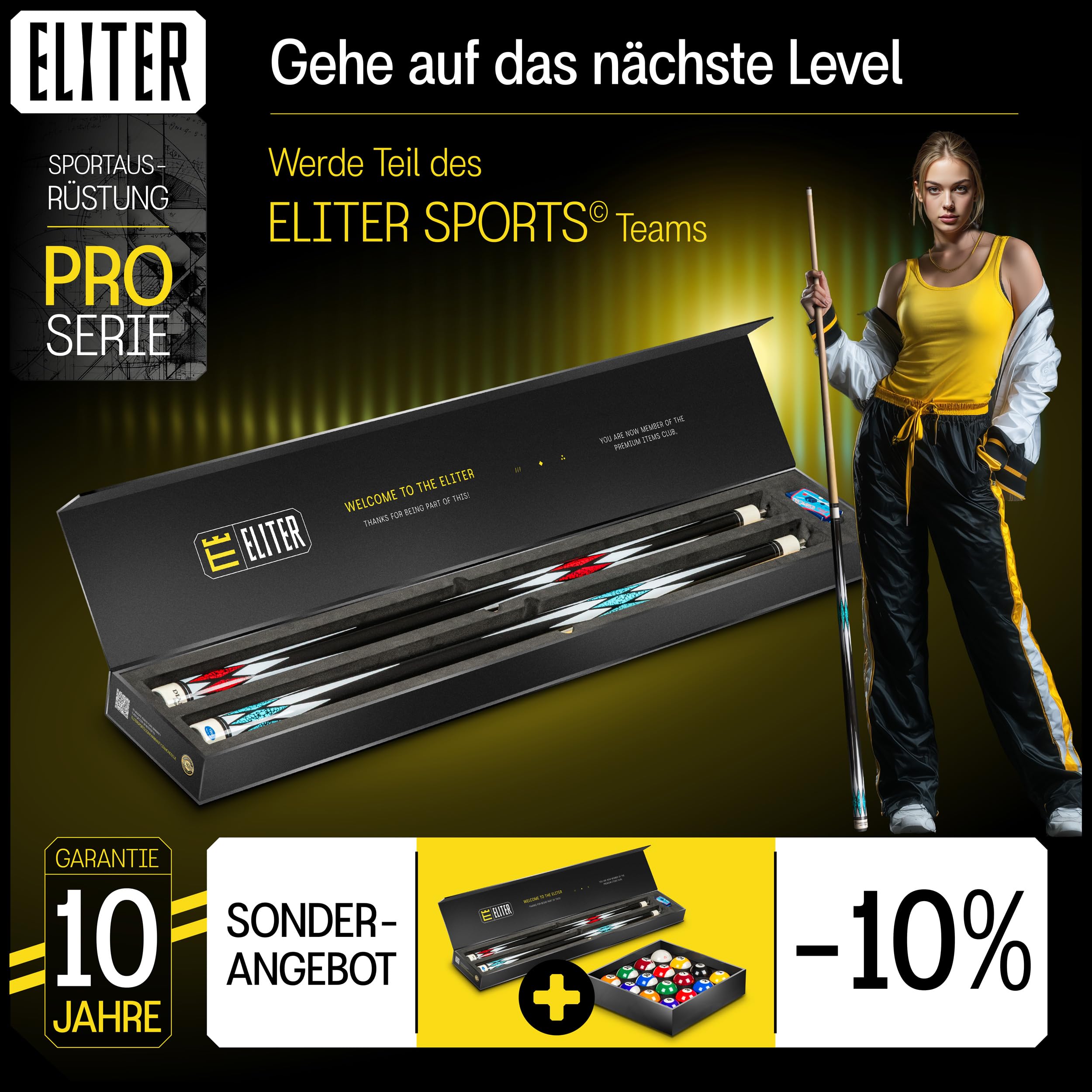 Billard Queue Set 2 - Billard cue aus massivem Ahornholz - weich und robust für mehr Kontrolle und Präzision - Original-Design