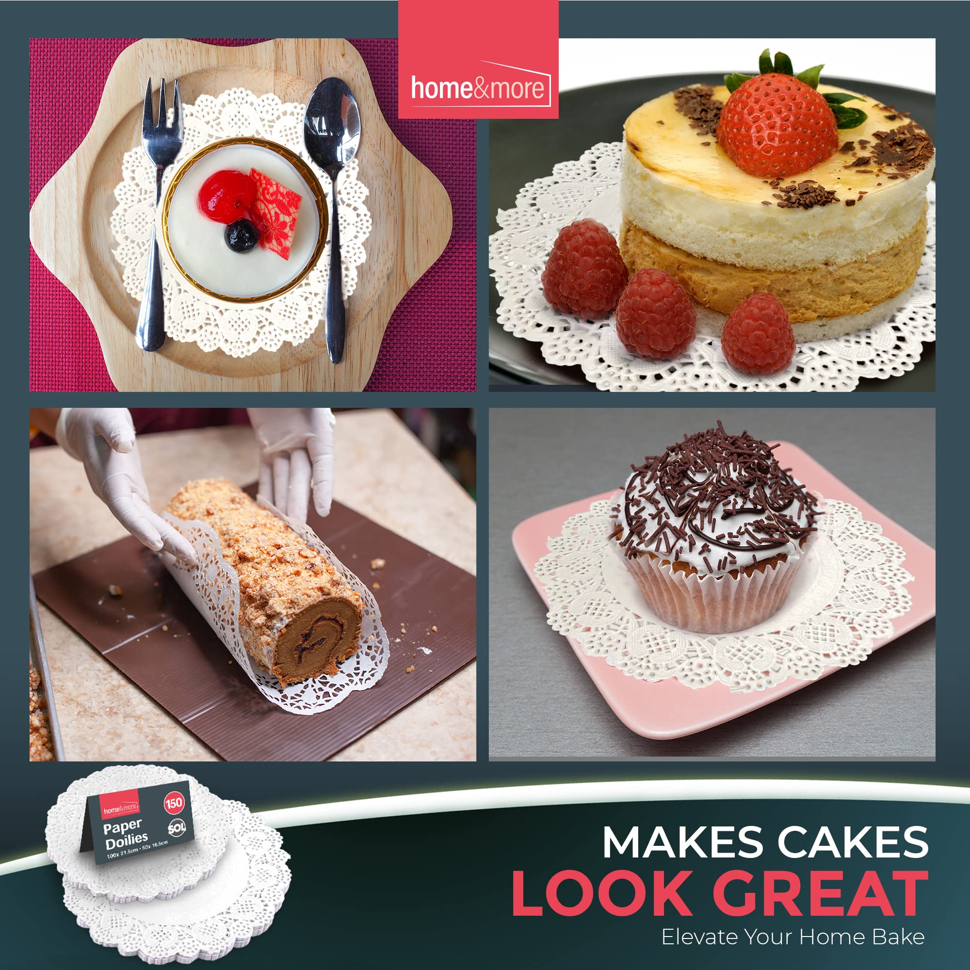 HARFINGTON Lot De 300 Napperons Ronds En Papier Dentelle - 8,9 Cm - Blanc - Jetables - En Papier Absorbant - Pour Gâteaux, Desserts, Aliments, Mariage, Anniversaire