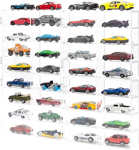 KISLANE Vitrina acrílica compatible con Hot Wheels, Matchbox Cars, 32 ranuras para Hot Wheels, Matchbox Cars (extra grande, 32 ranuras)