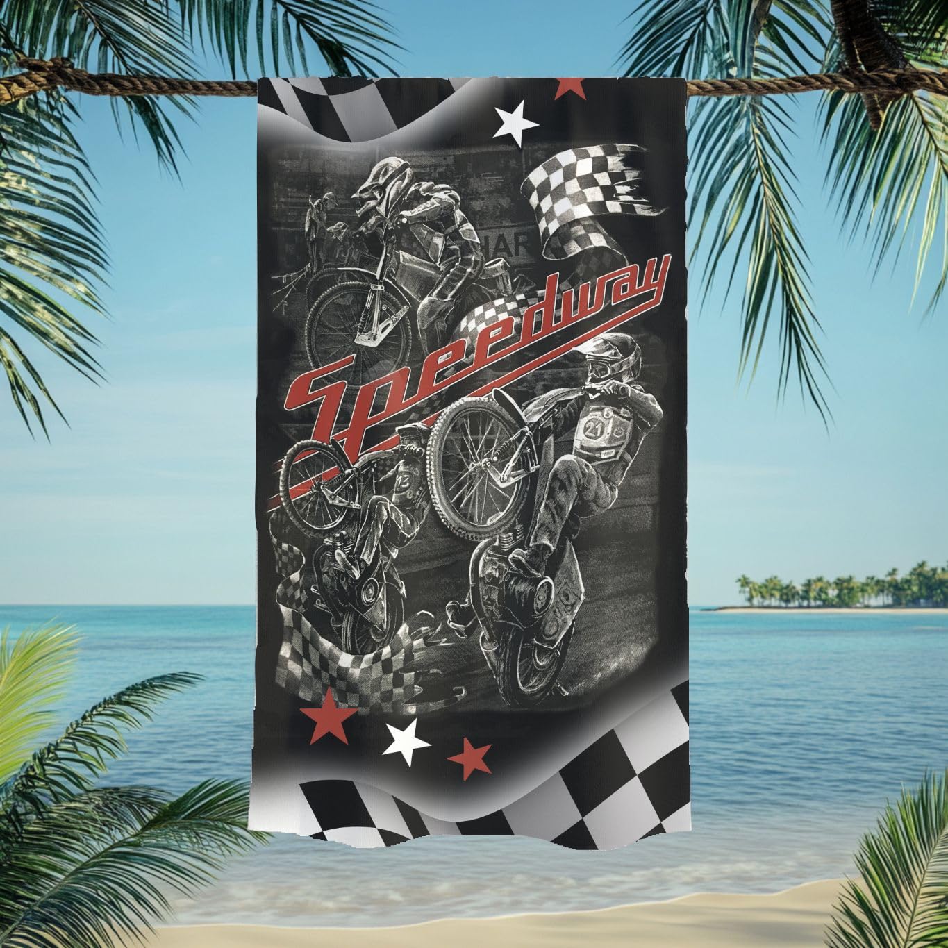 Wild Star Hearts Speedway Chequered Flag - Beach/Sports Towel