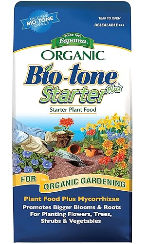 Espoma Organic Bio-Tone Starter Plus 4-3-3 - Alimento vegetal de inicio natural y orgánico con micorrizas Endo y Ecto; bolsa de 4 libras; el mejor