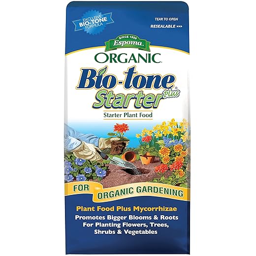 Espoma Organic Bio-Tone Starter Plus 4-3-3 Natural & Organic Food with Both Endo & Ecto Mycorrhizae; 8 lb. Bag; The Ultimate Starter Plant Food