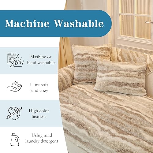 Miniatura 6 de MYSKY HOME Funda de sofá modular para perros, funda para sofá modular de 3 cojines, protector de muebles en forma de L, fundas geométricas