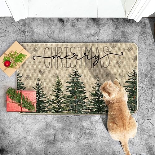 Miniatura 5 de Artoid Mode Tapete decorativo con diseño de copos de nieve y copos de nieve con texto en inglés "Merry Christmas", de temporada de invierno,