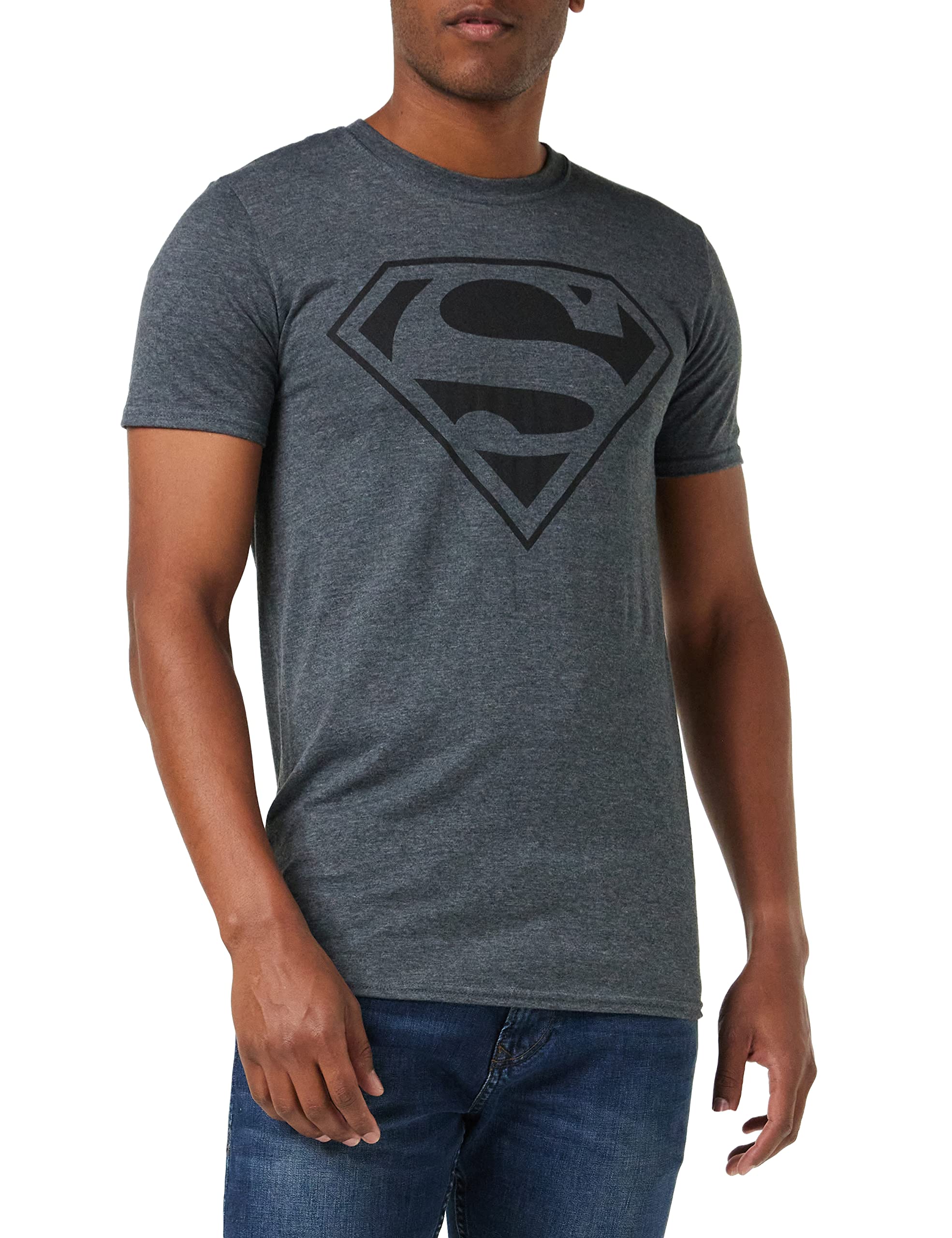 DC Comics Men's Mono Superman T-Shirt, Dark Heather Grey, XX-Large