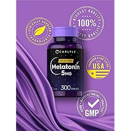 Carlyle Melatonin 5mg | 300 Tablets | Drug Free Supplement | Vegetarian, Non-GMO, Gluten Free