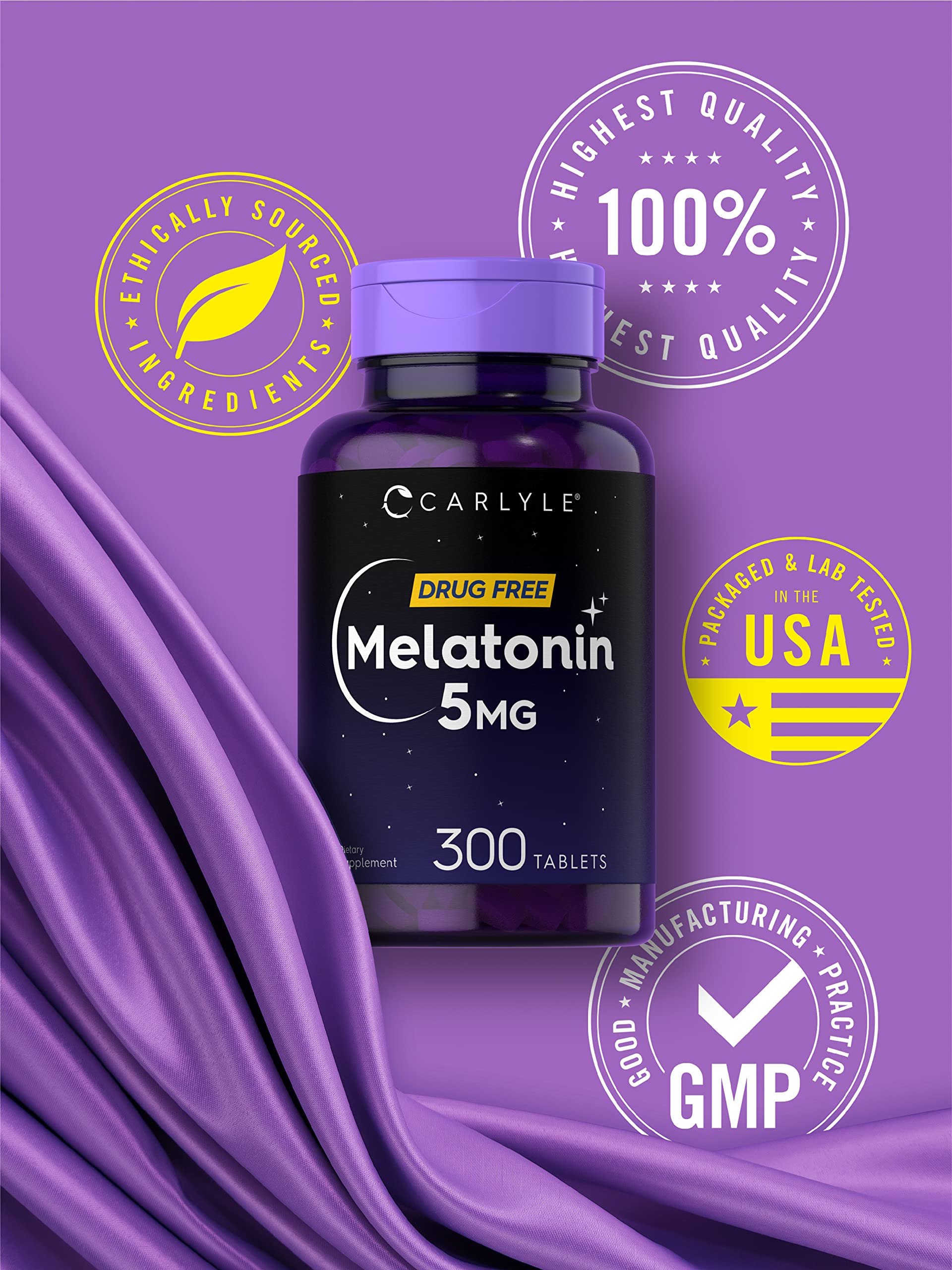 Carlyle Melatonin 5mg | 300 Tablets | Drug Free Supplement — Amazon image 5