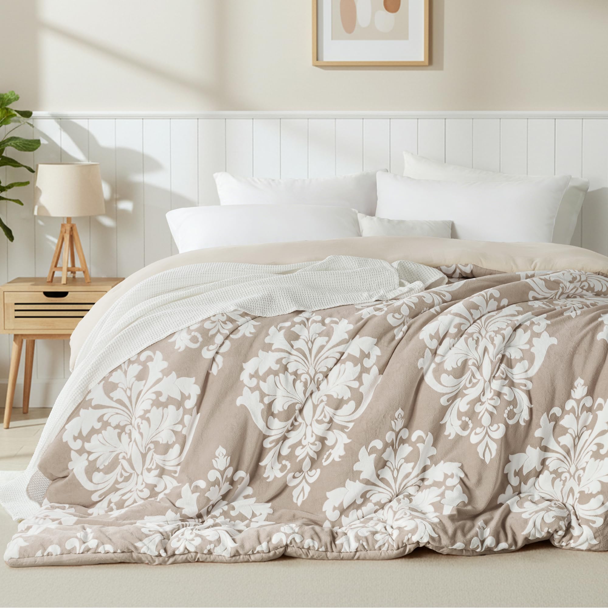 Exclusivo Mezcla 7.5 Tog Luxury Fuzzy Single Duvet, Boho Soft Warm Camel Duvet, Reversible Flannel Fluffy Bedding Comforter for All Seasons