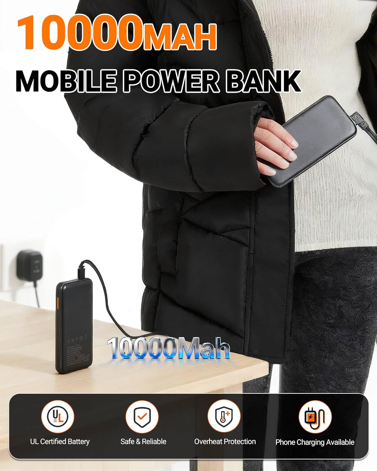 Heated Jackets for Women with Battery Pack, Women's Heated Jacket, Heated Coat for Women, Detachable Hood - Image 2