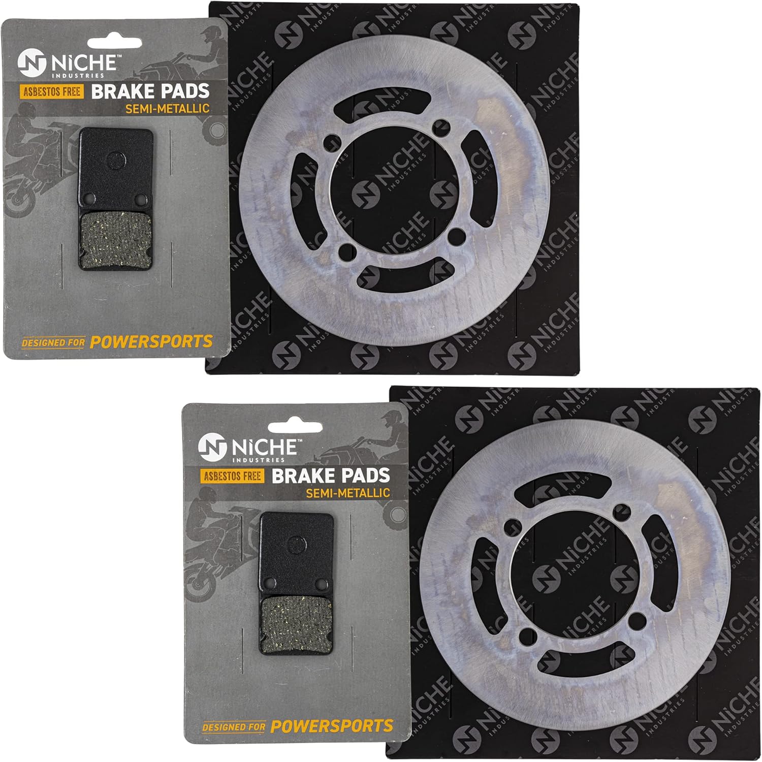 NICHE Front Brake Rotor Pad Semi Metallic Kit for Suzuki Eiger 400 Vinson 500 59100-38870 59101-38810 59211-38F20