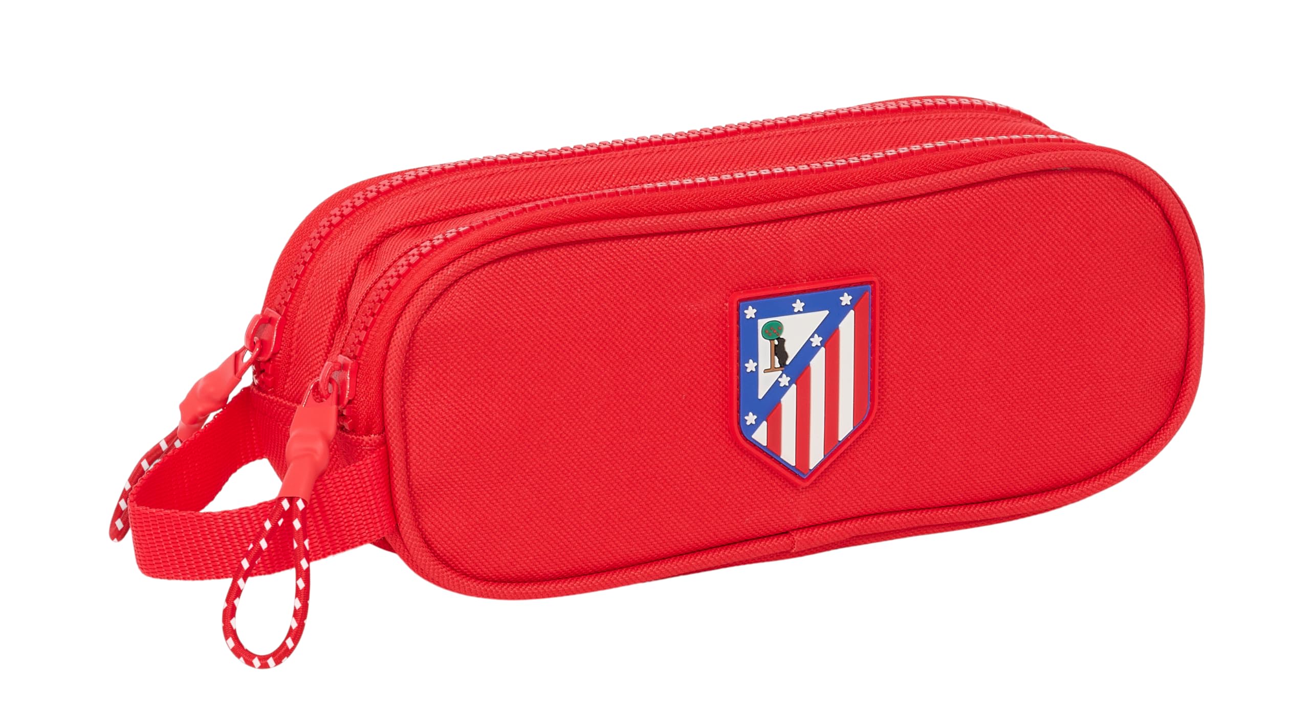Safta ATLÉTICO DE Madrid - Portatodo Doble Niño, Estuche Infantil, Estuche Niño, Ideal para Niños en Edad Escolar, Cómodo y Versátil, Calidad y Resistencia, 21x6x8 cm, Color Rojo