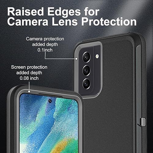 Miniatura 3 de Funda para Samsung Galaxy S21 FE 5G, con 2 piezas película nano a prueba de explosiones y protector de lente de cámara Funda resistente de grado