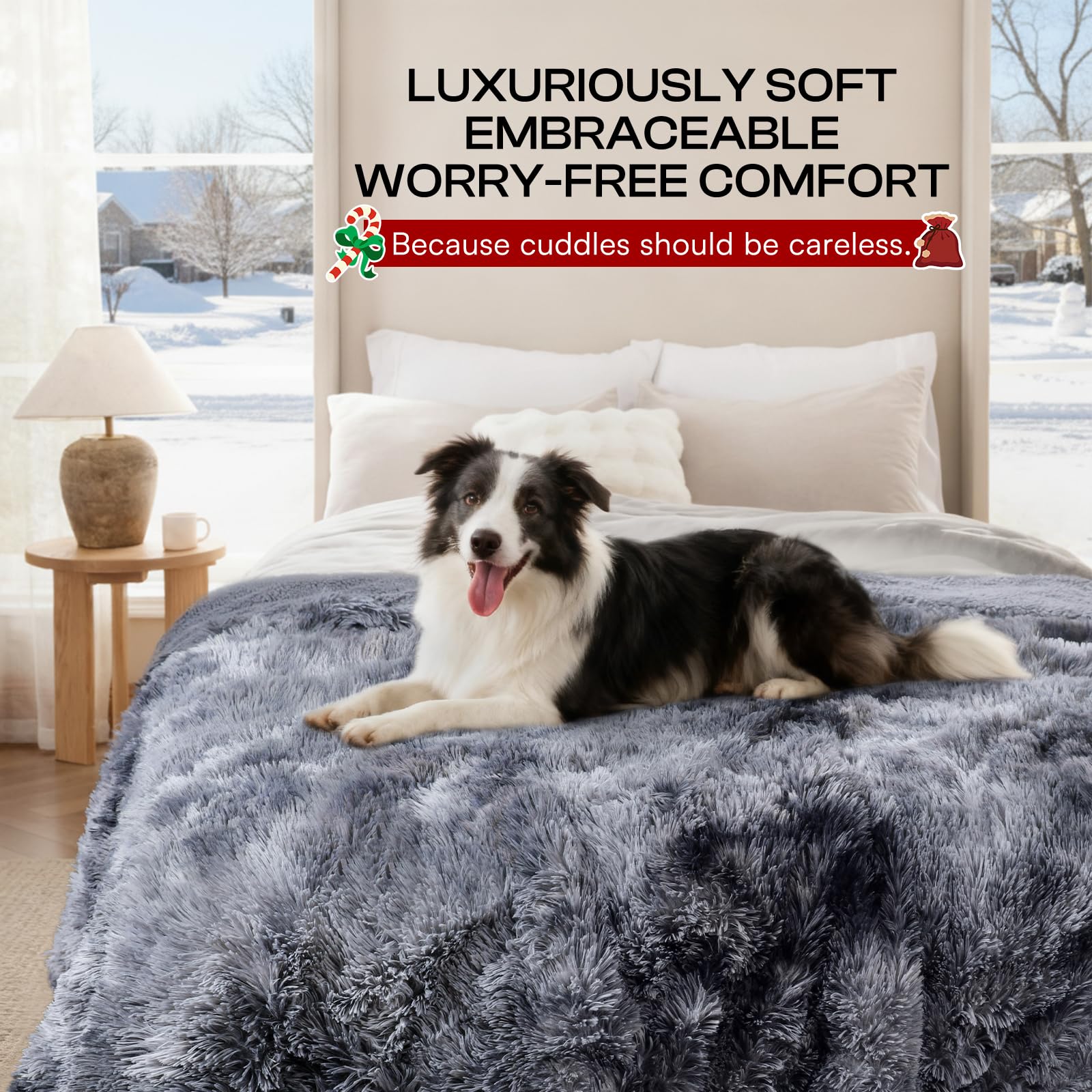 Luciphia Grande Couverture imperméable pour Chien et Animal de Compagnie – Housse de Protection de Meubles à Poils Longs et apaisantes en Fausse Fourrure pour Animal de Compagnie, Lavable et