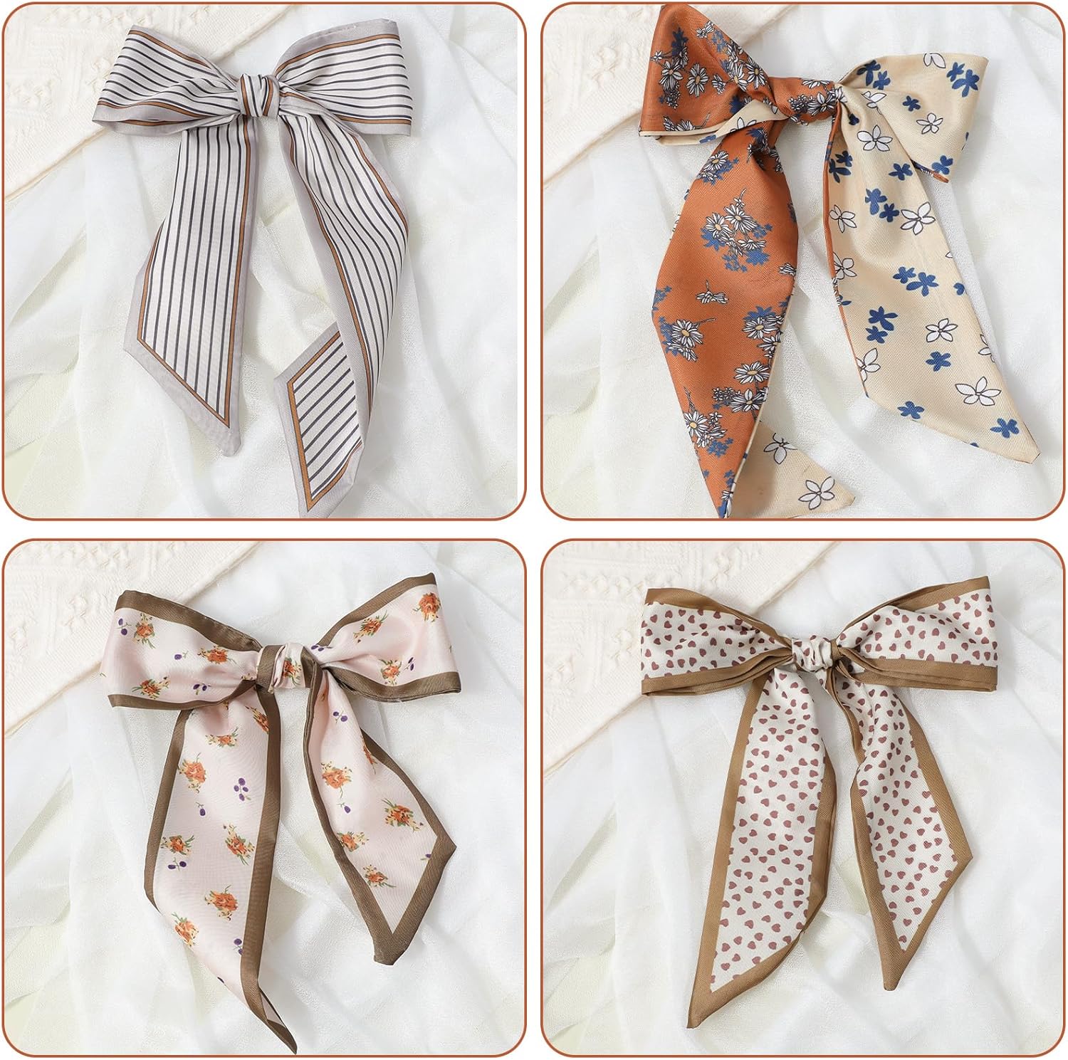 4Pcs Purse Scarf Handbags For Women, Bag Scarf 35" x 2.36" Hair Scarves Satin Scarves Boho Headband Multifunctional Soft Lightweight For Bag Hair Accessories Handbags - Image 5