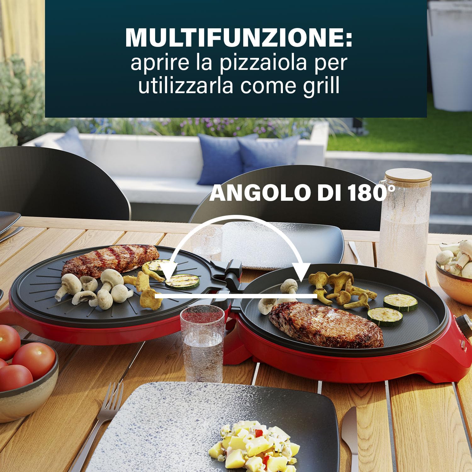 Princess Pizza Maker - Ø 32 cm - Termostato regolabile - Multifunzione - Funzione grill inclusa - fino a 200°C - 115007