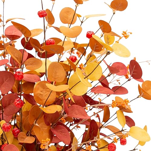 Miniatura 5 de VGIA 6 tallos de eucalipto Aritificial para decoración de otoño, hojas de eucalipto en aerosol, decoraciones de otoño con ramas de eucalipto de