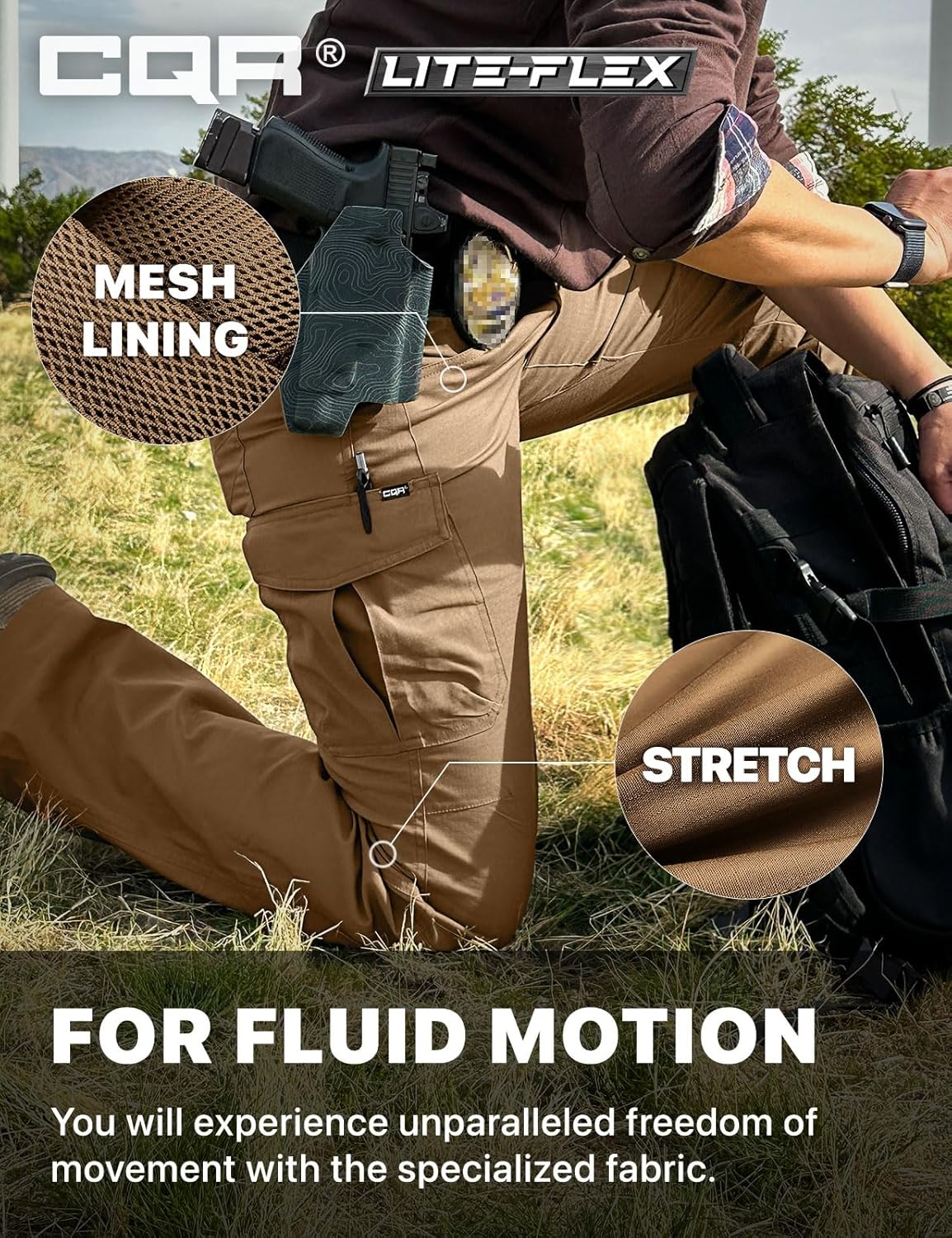 CQR Women's Flex Stretch Tactical Pants, Water Resistant Ripstop Cargo Work Pants with Pockets for Outdoor & Hiking - Image 6