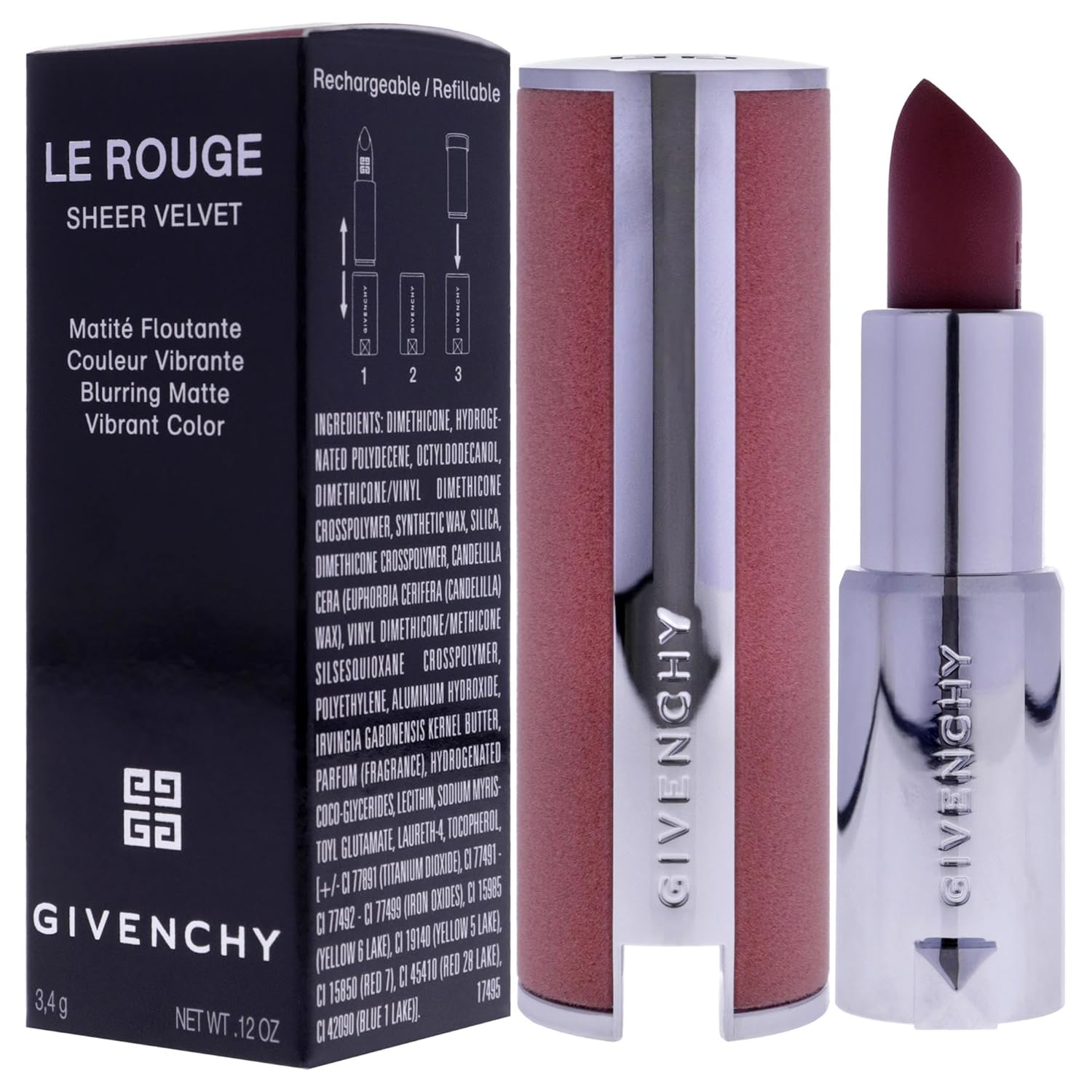 Le Rouge Sheer Velvet Matte Lipstick - N16 Nude Boise by Givenchy for Women - 0.11 oz Lipstick - Image 4