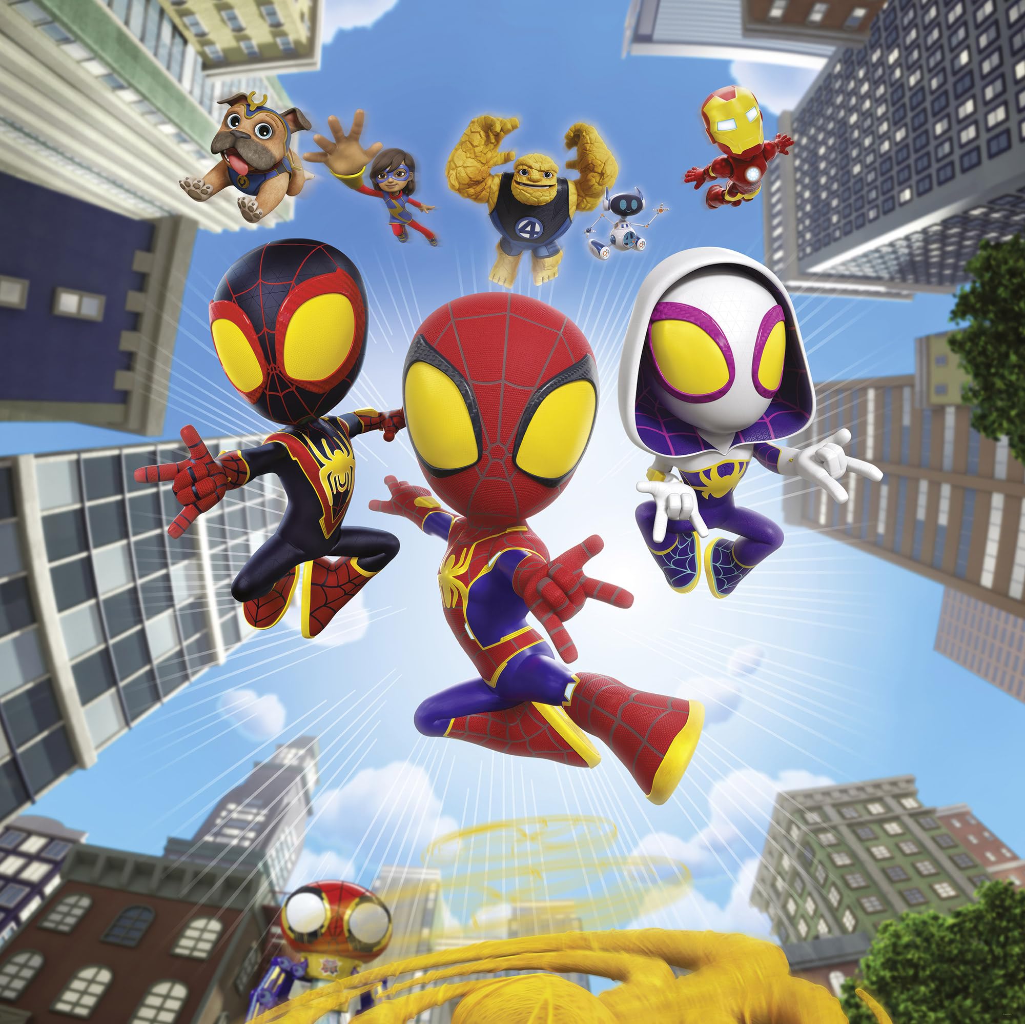 Komar Vlies Fototapete - Marvel Spidey and His Amazing Friends Web Spinners - Größe 250 x 250 cm - Kinderzimmer, Kindertapete, Tapete