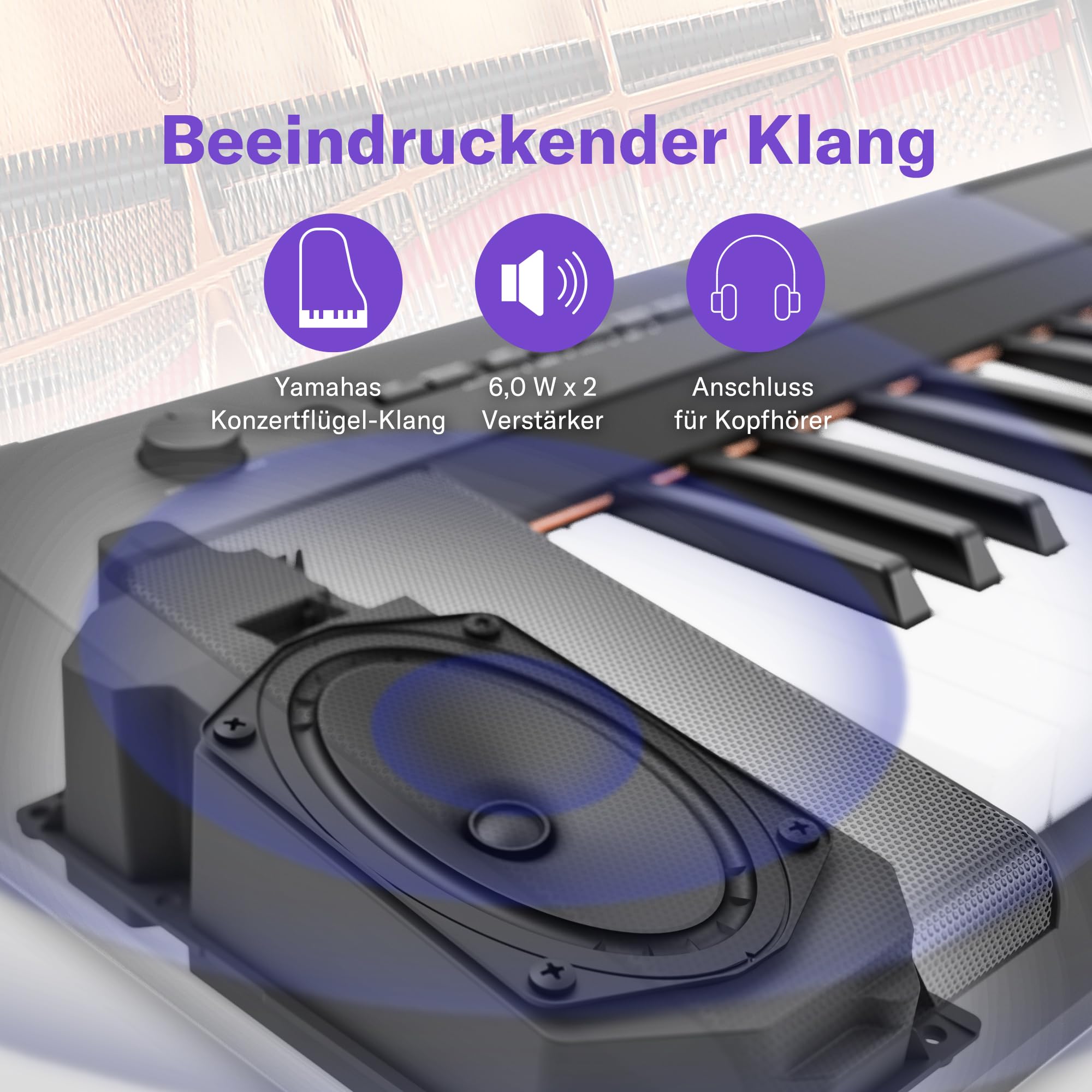 Yamaha NP-15 Piaggero Digital Keyboard – Leichtes und tragbares Keyboard mit 61 anschlagdynamischen Tasten und 15 Klangfarben