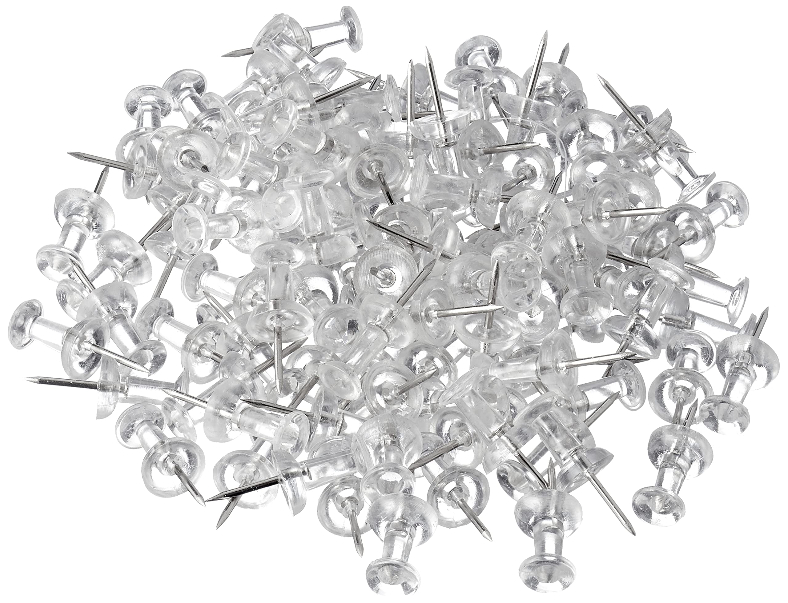 Wedo 54249 pinezki przezroczyste w kształcie diabolo w przezroczystym pudełku, zestaw 100 sztuk
