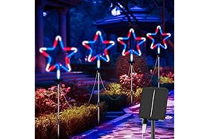 4th of July Decorations &#8211; Brightown Red White and Blue Solar Lights for Outside