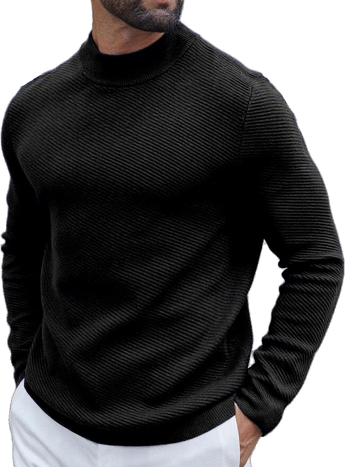 COOFANDY Men's Mock Turtleneck Sweater Long Sleeve Knitted Slim Fit Casual Half Neck Pullover Sweaters