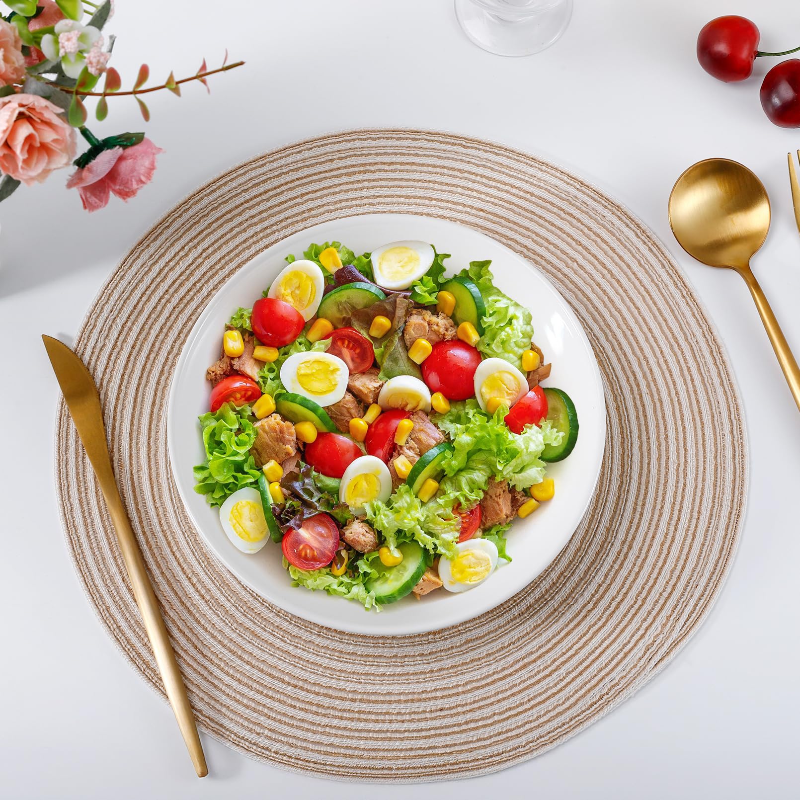 Jeffbaubl 4 piatti fondi in porcellana, ciotole per insalata bianche, per pasta spaghetti e zuppa, set di piatti per pasta, adatti al microonde e alla lavastoviglie (20 cm)