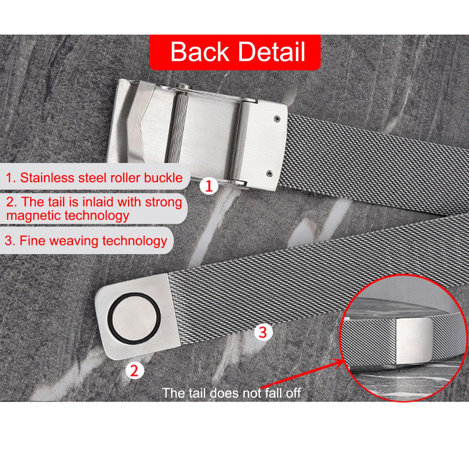 Ceintures magnétiques en métal pour hommes, ceinture tressée en acier inoxydable sans cuir pour hommes avec boucle automatique