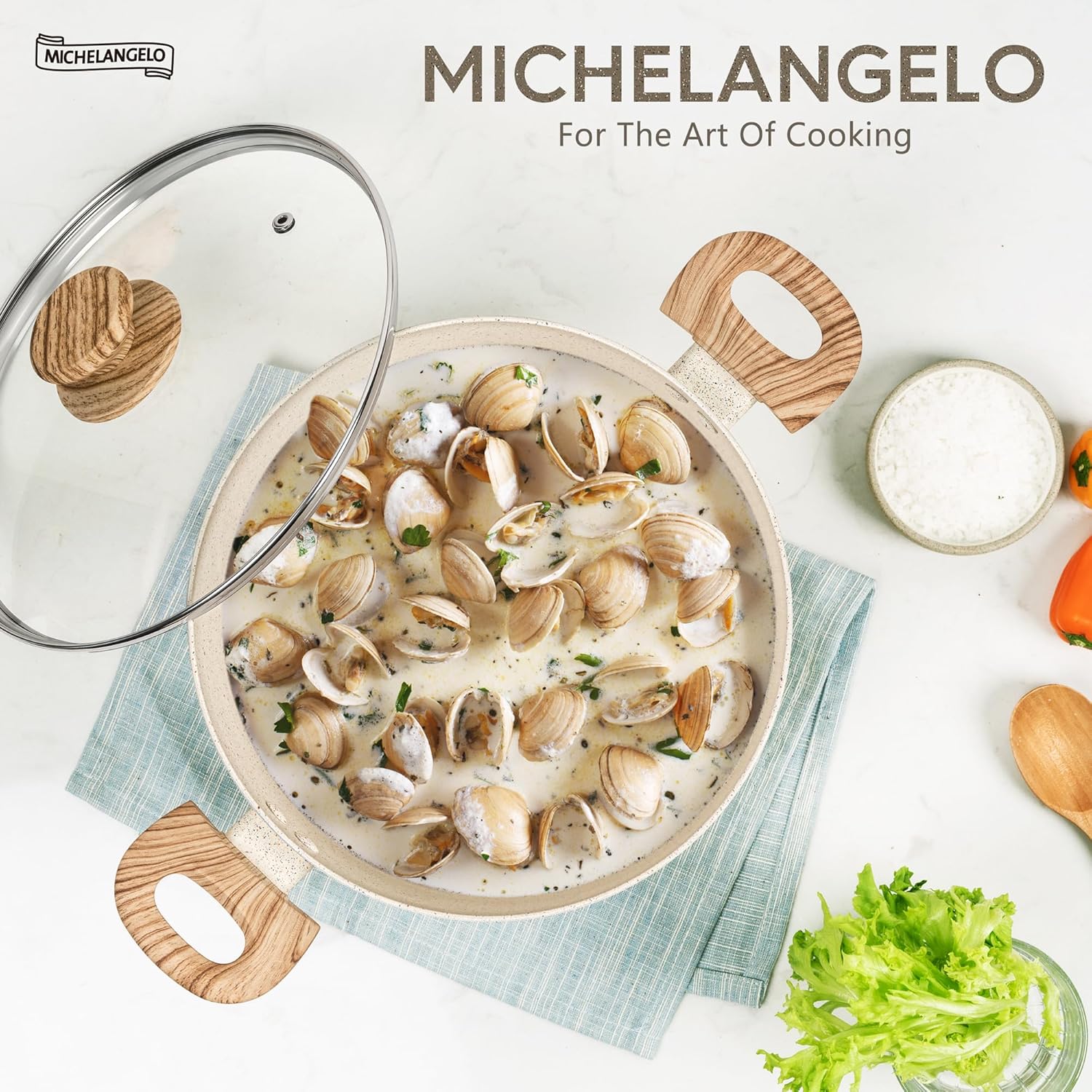 MICHELANGELO Stock Pot - 6 Qt Soup Pot with Lid, Non Stick Pots with Granite Coating, Non Toxic Cooking Pots for All Stovetops, with Stay Cool Handles - Image 7