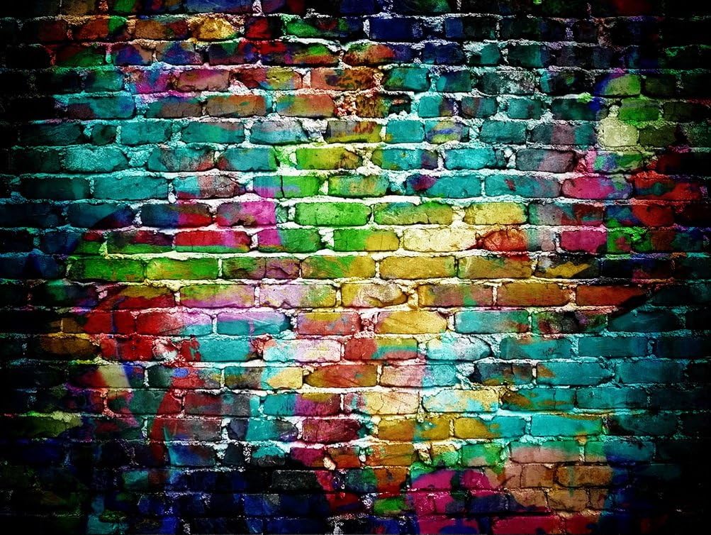 Vansens 7x5FT Colorful Brick Wall & Portrait Theme Thin Vinyl Photography Backdrops Indoor Studio Computer-printed Seamless Background Photo Props