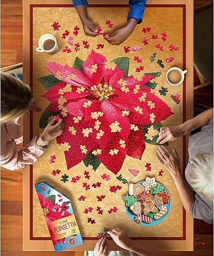 Miniatura 5 de Madd Capp Poinsettia - Rompecabezas de 350 piezas para edades de 10 años en adelante, borde único en forma floral, caja de lujo de cinco caras,