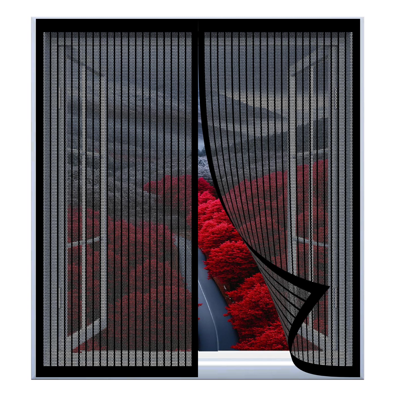 Yuanwan Black Magnetic Screen Door 93 X 127 Cm Easy Installation No Drilling Or Screwing Fly Bug Mosquito Mesh For Windows Nets To Keep Bugs Out,