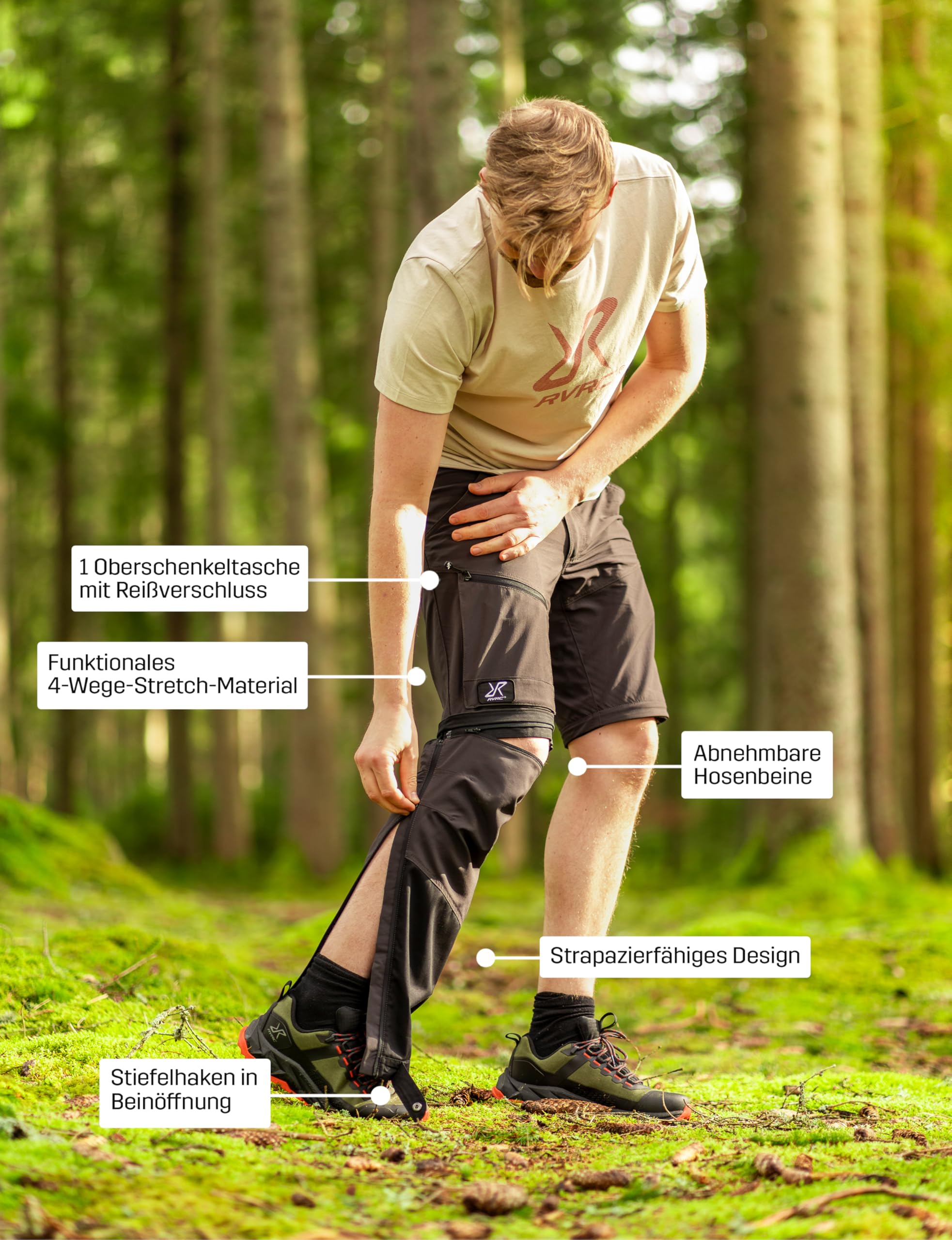 RevolutionRace Range Pro Stretch T Zip-Off Pants für Herren, Wandelbare Wanderhosen für Outdoor-Aktivitäten