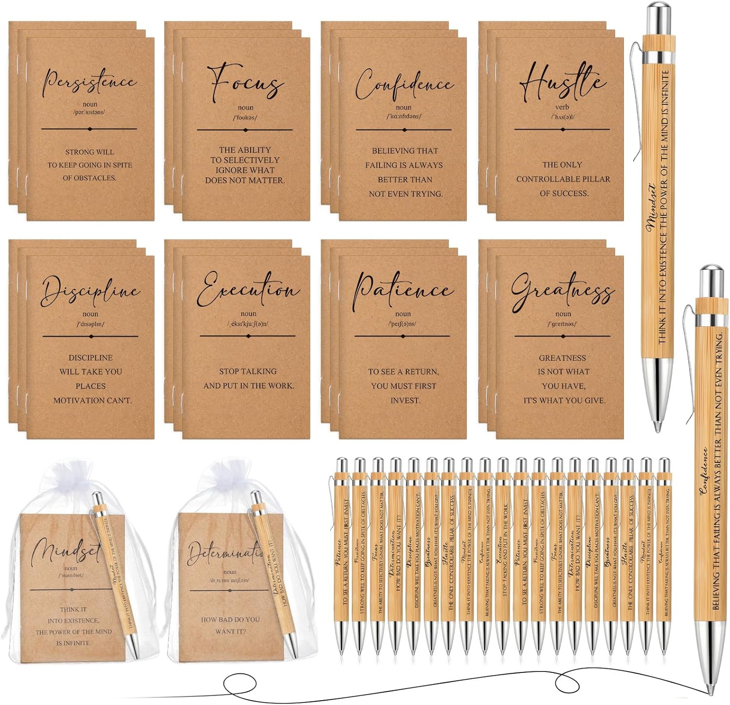 Spakon 90 Pcs Inspirational Gifts Bulk Notepads with Pens Employee Appreciation Gifts Inspirational Mini Notebooks Motivational Pens Bulk for Lab Week Volunteer Secretary Teacher Nurses