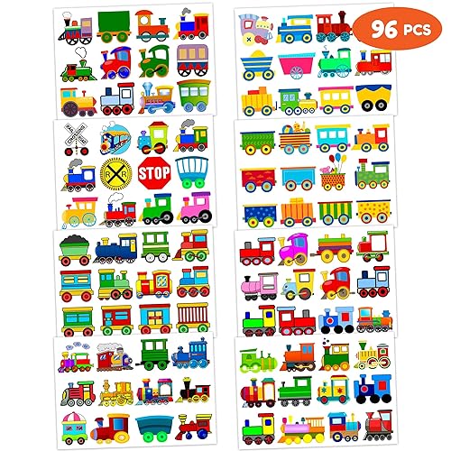 Miniatura 4 de Tren de tatuajes temporales temáticos para fiesta de cumpleaños, suministros de decoración, recuerdos, decoración de calcomanías bonitas, tatuajes,