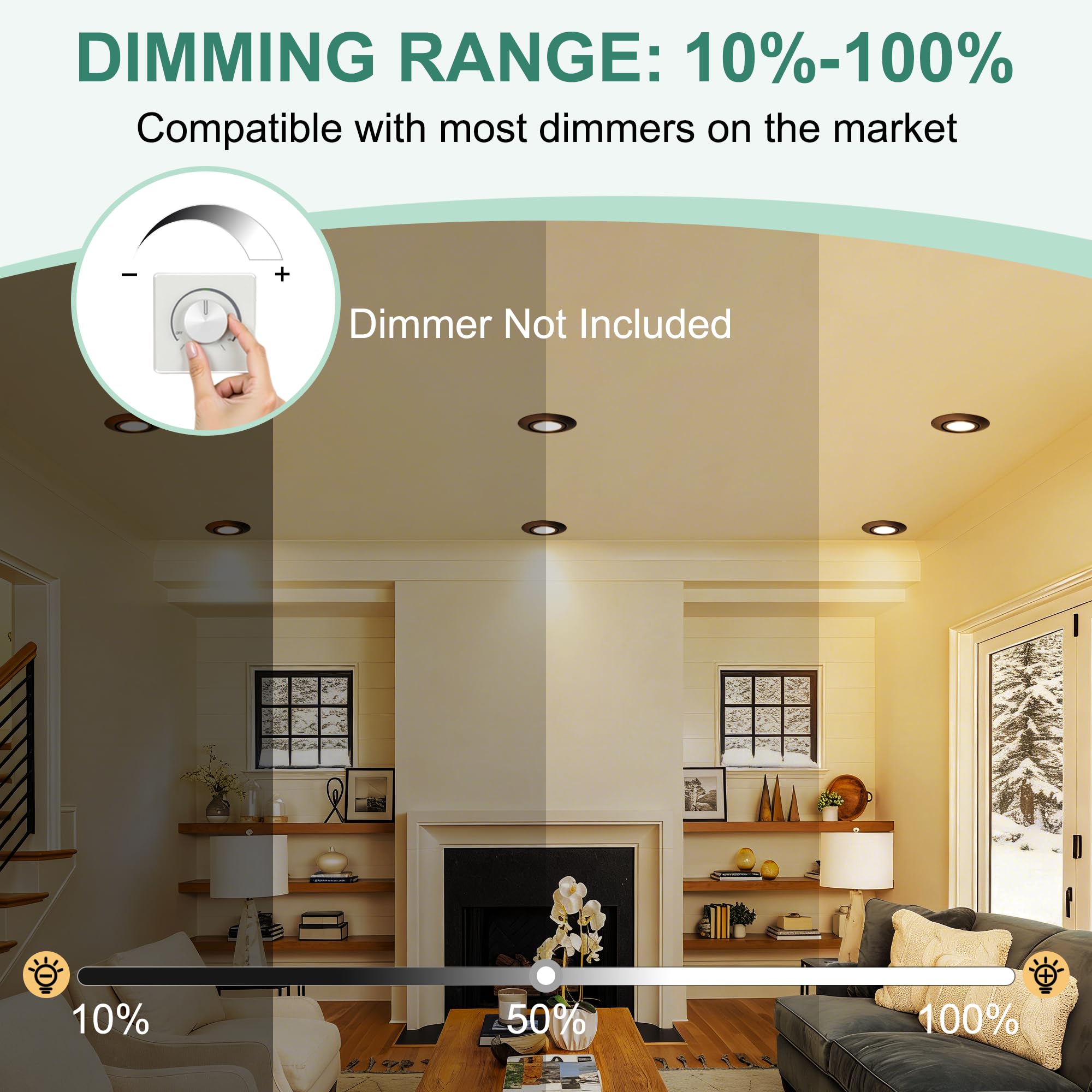 Downlight LED Techo Empotrable Regulable 230V, 5.5W 600LM IP44 Ojos de Buey Ultrafino 68mm, 45° Rotable Focos LED Interior Techo 2700K Blanco Calido Foco Empotrable para Baños, Negro 6 Pack