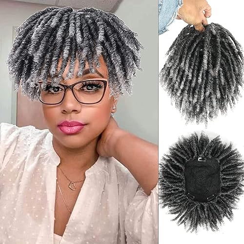 Peluca de rastas con media peluca trenzada con clip para mujer, piezas cortas sintéticas de rastas para mujeres y hombres, pelucas para cabello fino