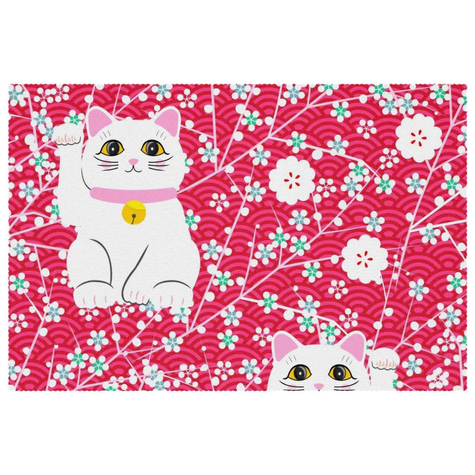 Sets de table 30,5 x 45,7 cm Maneki Neko antidérapants lavables