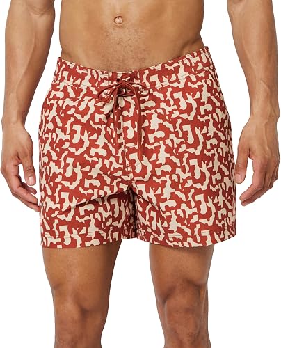 Amazon Essentials Men's Quick-Dry Swim Board Short, 9" Inseam, Brick Red Oatmeal