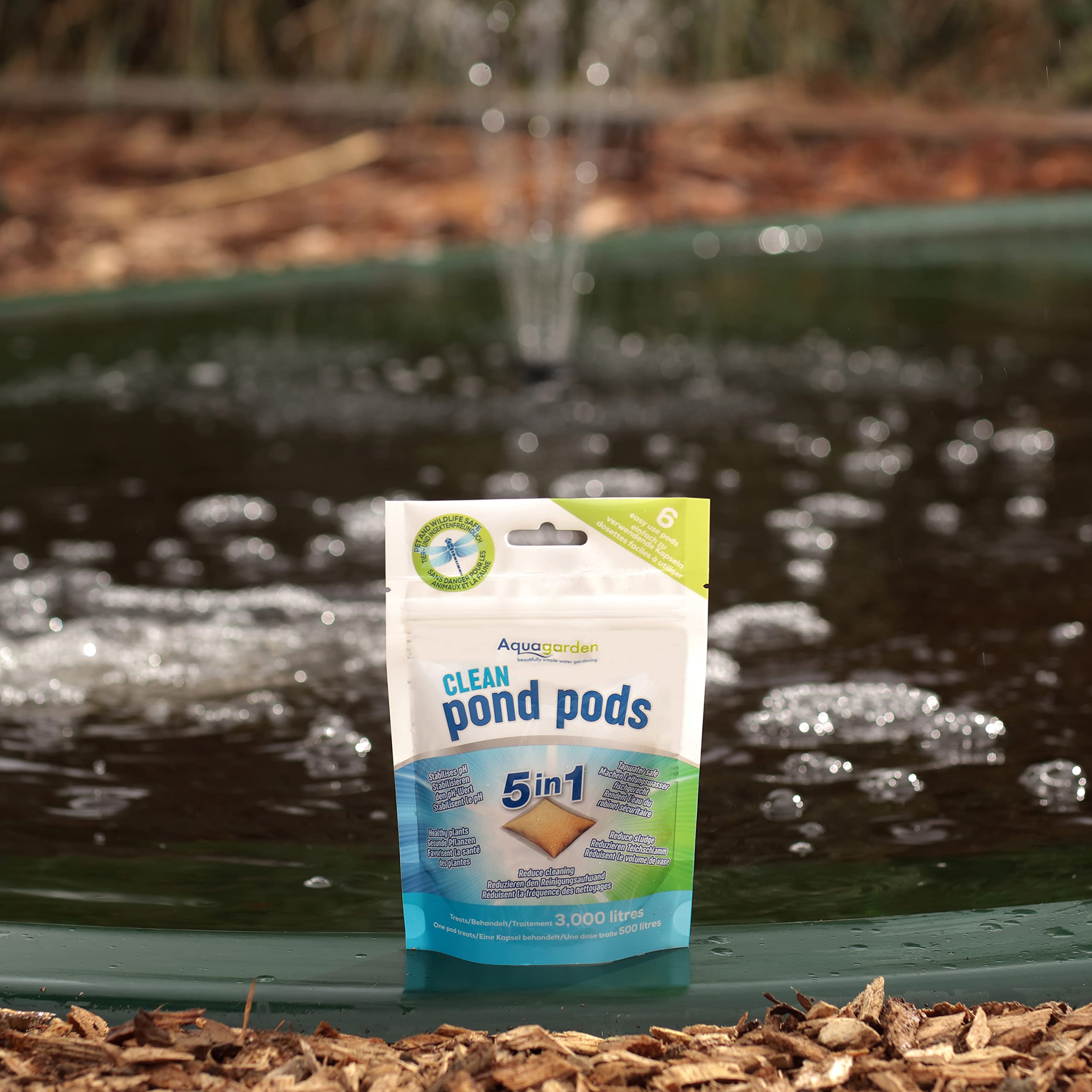 Aquagarden 8841 Clean Pond Pods, Limite Les boues du Bassin, Rend l’Eau du Robinet sûre, réduit la fréquence de Nettoyage du Filtre, Plantes saines, stabilise Le pH, Paquet de 6