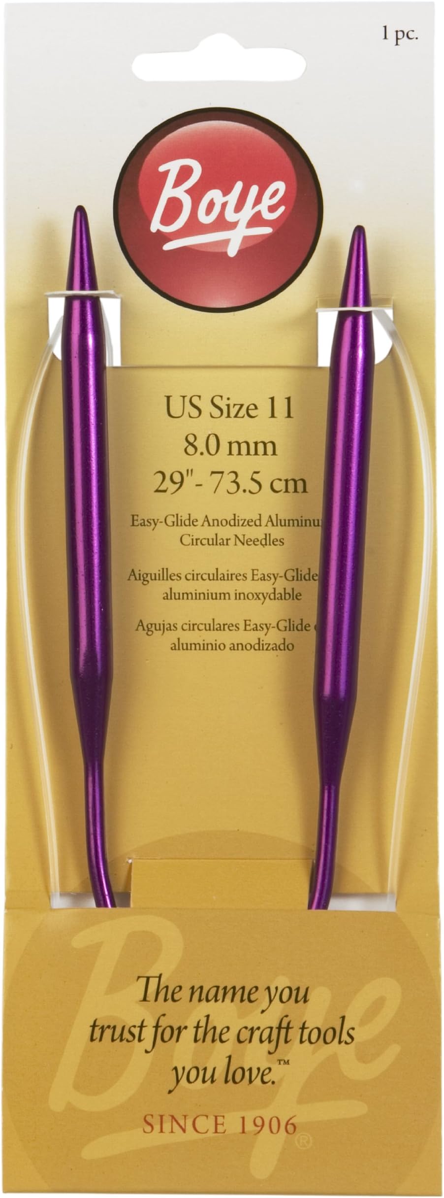 Boye 29-Inch Aluminum Circular Knitting Needles, Size 11